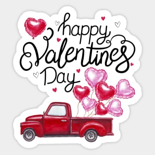 Red Truck With Hearts Happy Valentine's Day Gifts For Women Sticker